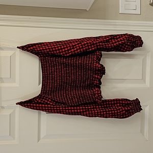 Plaid peplum gingham crop top